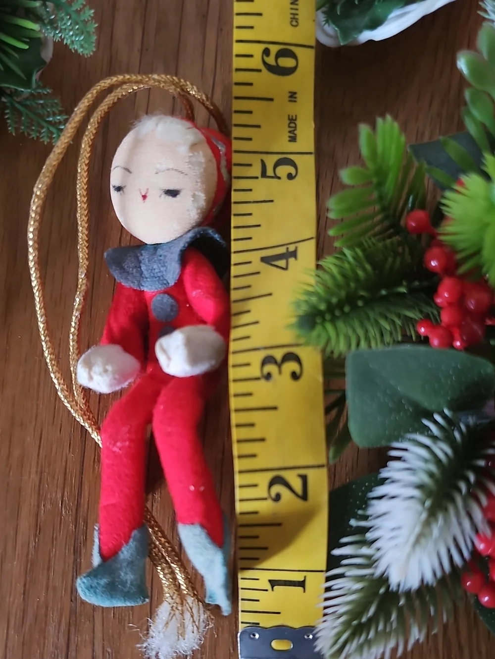 Vintage Christmas Decor Bundle Lighted Treetop, PlasticCandleRings, Elf, Baskets